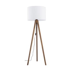 Lampa podłogowa z drewnianymi nogami w kolorze orzecha z białym abażurem GRAND 16003 TK Lighting