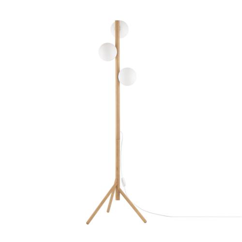 Lampa stojąca w stylu eco ESTERA WOOD do salonu drewniany stelaż szklane klosze 5809 TK Lighting