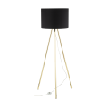Lampa podłogowa na trójnogu w złotym kolorze na E27 czarny abażur UMBERTO 6635 TK Lighting