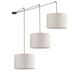 Lampa wisząca lniana z trzema abażurami LINEN E27 - 10185