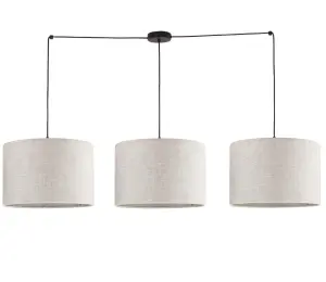 Lampa wisząca potrójna LINEN E27 z lnianymi abażurami - 10186