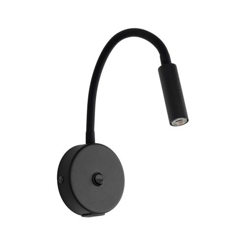 Kinkiet Lagos czarny do sypialni,  z włącznikiem i gniazdem USB, regulowane czarne ramię na G9 10200 TK Lighting