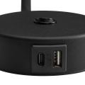 Kinkiet Lagos czarny do sypialni,  z włącznikiem i gniazdem USB, regulowane czarne ramię na G9 10200 TK Lighting