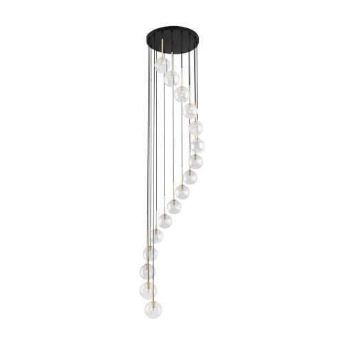 Lampa wisząca AURORA czarno-złota z 16 szklanymi transparentnymi kloszami 10182 TK Lighting