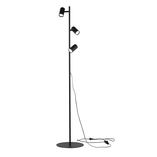 Lampa podłogowa czarna z 3 reflektorkami i osobnymi włącznikami TOP 16064 TK Lighting