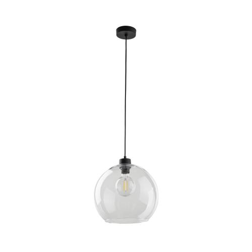 Nowoczesna lampa wisząca z kloszem z przezroczystego szkła w kształcie kuli nad wyspę 1xE27 CUBUS 2076 TK Lighting
