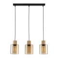 Listwa z wiszącymi szklanymi kloszami ORSON drewniane elementy 3xE27 salon 4568 TK Lighting