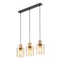 Listwa z wiszącymi szklanymi kloszami ORSON drewniane elementy 3xE27 salon 4568 TK Lighting