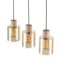 Listwa z wiszącymi szklanymi kloszami ORSON drewniane elementy 3xE27 salon 4568 TK Lighting