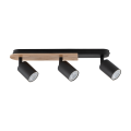 Nowoczesna, 3-punktowa lampa sufitowa z regulowanymi spotami do korytarza, minimalistyczny styl, drewniany detal COVER WOOD 4675 3xGU10 TK Lighting