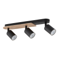 Nowoczesna, 3-punktowa lampa sufitowa z regulowanymi spotami do korytarza, minimalistyczny styl, drewniany detal COVER WOOD 4675 3xGU10 TK Lighting