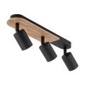 Nowoczesna, 3-punktowa lampa sufitowa z regulowanymi spotami do korytarza, minimalistyczny styl, drewniany detal COVER WOOD 4675 3xGU10 TK Lighting