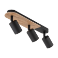 Nowoczesna, 3-punktowa lampa sufitowa z regulowanymi spotami do korytarza, minimalistyczny styl, drewniany detal COVER WOOD 4675 3xGU10 TK Lighting