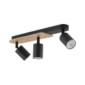 Nowoczesna, 3-punktowa lampa sufitowa z regulowanymi spotami do korytarza, minimalistyczny styl, drewniany detal COVER WOOD 4675 3xGU10 TK Lighting