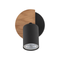 Pojedynczy, czarny regulowany spot sufitowy z dodatkiem drewna, do kuchni COVER WOOD 4673 1xGU10 TK Lighting
