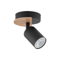 Pojedynczy, czarny regulowany spot sufitowy z dodatkiem drewna, do kuchni COVER WOOD 4673 1xGU10 TK Lighting