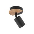 Pojedynczy, czarny regulowany spot sufitowy z dodatkiem drewna, do kuchni COVER WOOD 4673 1xGU10 TK Lighting
