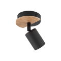 Pojedynczy, czarny regulowany spot sufitowy z dodatkiem drewna, do kuchni COVER WOOD 4673 1xGU10 TK Lighting