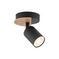 Pojedynczy, czarny regulowany spot sufitowy z dodatkiem drewna, do kuchni COVER WOOD 4673 1xGU10 TK Lighting
