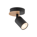Pojedynczy, czarny regulowany spot sufitowy z dodatkiem drewna, do kuchni COVER WOOD 4673 1xGU10 TK Lighting
