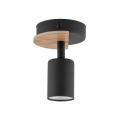 Pojedynczy, czarny regulowany spot sufitowy z dodatkiem drewna, do kuchni COVER WOOD 4673 1xGU10 TK Lighting