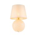 Elegancka, klasyczna lampa nocna wys. 60cm z podstawą w kolorze ecru i beżowym abażurem SANTANA ECRU 5591 1xE27 TK Lighting