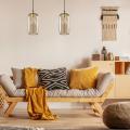 Lampa wisząca z brązowym, podłużnym szklanym kloszem i złotymi akcentami MARCO GREEN 3314 1xE27 TK Lighting