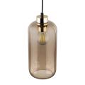 Lampa wisząca z brązowym, podłużnym szklanym kloszem i złotymi akcentami MARCO GREEN 3314 1xE27 TK Lighting