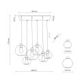 6-punktowa lampa wisząca z kolorowymi kloszami ze szkła do przestronnego salonu 6xE27 CUBUS 2164 TK Lighting