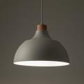 Lampa wisząca w stylu skandynawskim z metalowym, beżowym kloszem kopułą i drewnianym elementem CAP BEIGE 5664 TK Lighting