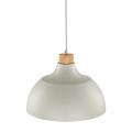 Lampa wisząca w stylu skandynawskim z metalowym, beżowym kloszem kopułą i drewnianym elementem CAP BEIGE 5664 TK Lighting