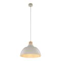Lampa wisząca w stylu skandynawskim z metalowym, beżowym kloszem kopułą i drewnianym elementem CAP BEIGE 5664 TK Lighting