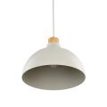Lampa wisząca w stylu skandynawskim z metalowym, beżowym kloszem kopułą i drewnianym elementem CAP BEIGE 5664 TK Lighting