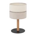 Lampka nocna z szaro-beżowym abażurem i drewnianym elementem do sypialni ECO 5596 1xE27 TK Lighting