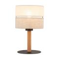 Lampka nocna z szaro-beżowym abażurem i drewnianym elementem do sypialni ECO 5596 1xE27 TK Lighting