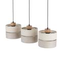 Lampa wisząca z trzema podwieszanymi kloszami na drewnianej belce do jadalni, styl skandynawski ECO 5771 3xE27 TK Lighting