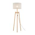 Stojąca lampa podłogowa z drewnianymi nogami i lnianym abażurem do wnętrz w stylu boho PEREZ LINEN 1xE27 TK Lighting