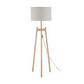 Stojąca lampa podłogowa z drewnianymi nogami i lnianym abażurem do wnętrz w stylu boho PEREZ LINEN 1xE27 TK Lighting