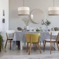 Lampa wisząca z szaro-beżowym abażurem i drewnianą rozetą, idealna nad stół do jadalni ECO 5772 1xE27 TK Lighting