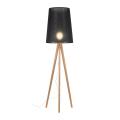 Lampa podłogowa na drewnianym trójnogu z czarnym abażurem w kształcie ściętego stożka WALZ 5599 1xE27 TK Lighting