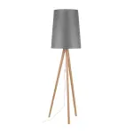 Lampa podłogowa z drewnianymi nogami i grafitowym abażurem, idealna do salonu 1xE27 WALZ GRAY - 5046