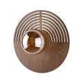 Ścienny kinkiet z drewnianą okrągłą rozetą Ø30 LUNAR WOOD do przedpokoju - 11014