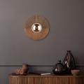 Ścienny kinkiet z drewnianą okrągłą rozetą Ø30 LUNAR WOOD do przedpokoju - 11014