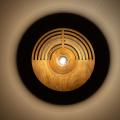 Ścienny kinkiet z drewnianą okrągłą rozetą Ø30 LUNAR WOOD do przedpokoju - 11014