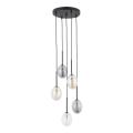Ozdobna lampa PEARL wisząca, czarna podsufitka pięć szklanych kloszy 10844 TK Lighting