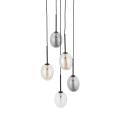 Ozdobna lampa PEARL wisząca, czarna podsufitka pięć szklanych kloszy 10844 TK Lighting