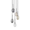 Ozdobna lampa PEARL wisząca, czarna podsufitka pięć szklanych kloszy 10844 TK Lighting