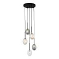 Ozdobna lampa PEARL wisząca, czarna podsufitka pięć szklanych kloszy 10844 TK Lighting