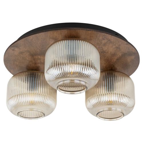 Sufitowa lampa SALVIA do klasycznego salonu, trzy szklane ryflowane klosze 11068 TK Lighting