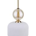 Lampa wisząca glamour do salonu nad stolik kawowy, biały klosz SOPHIA COGNAC WHITE 1xE14 11589 TK Lighting